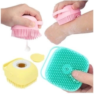 Esponja De Silicone Para Banho Com Dispenser Shampoo Sabonete