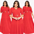 Vestido Longo Plus Size Inverno Evangelico Com Cinto