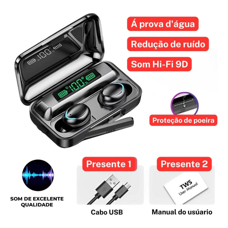 Fone de ouvido  Bluetooth Tws F9-5  A Prova Dágua