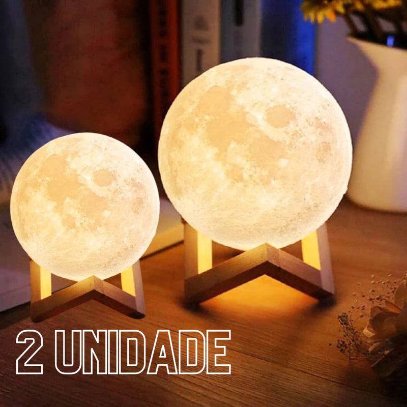 Luminária De Lua Cheia 3d Led Abajur Decoração