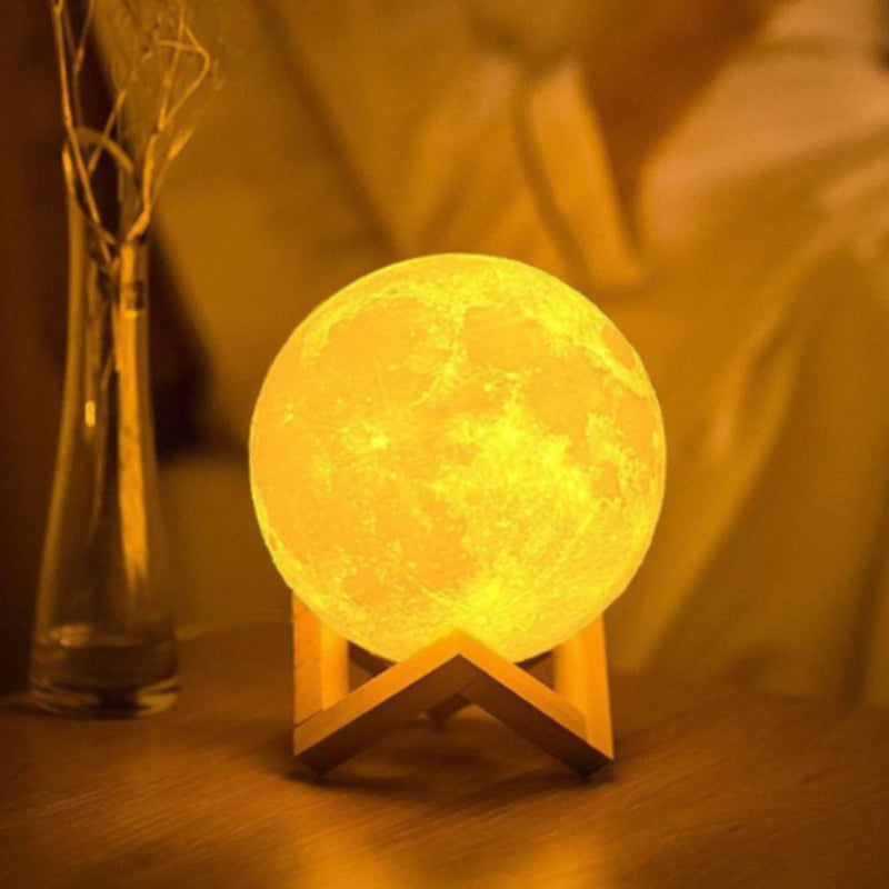 Luminária De Lua Cheia 3d Led Abajur Decoração