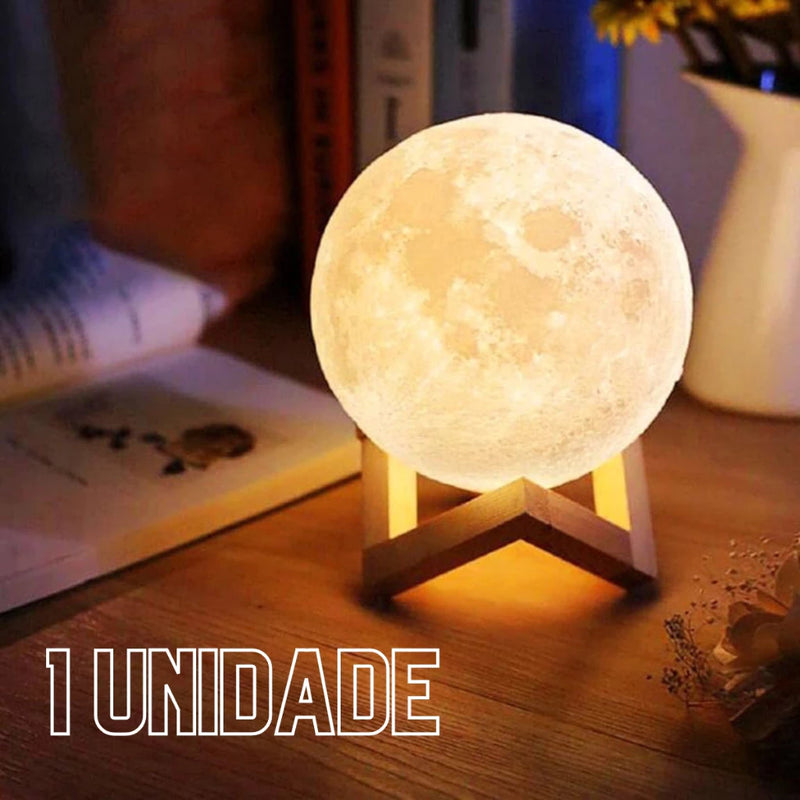 Luminária De Lua Cheia 3d Led Abajur Decoração