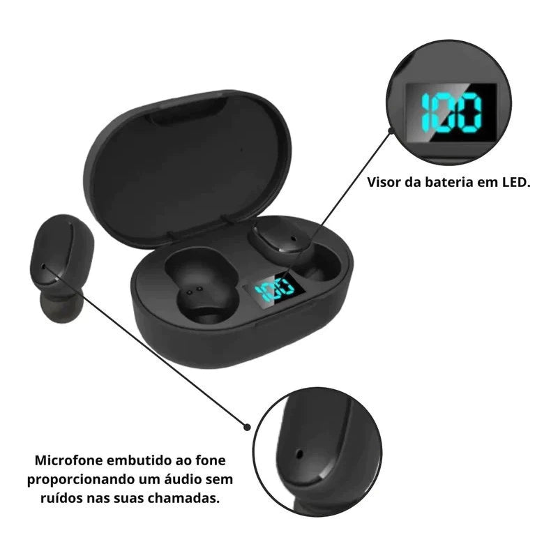 Fone Sem Fio Bluetooth com Sensor LED